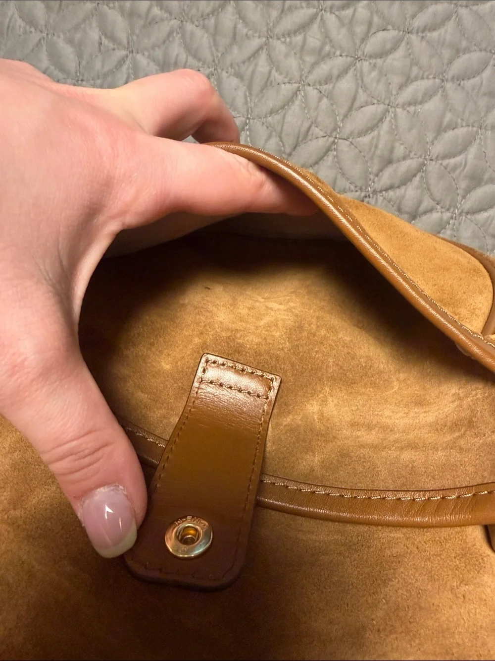 Michael Kors Hamilton Shearling Small Messenger Crossbody Bag Luggage Brown